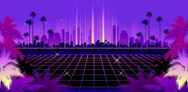 illustrations, cliparts, dessins animés et icônes de retro wave synthé - tropical climate audio