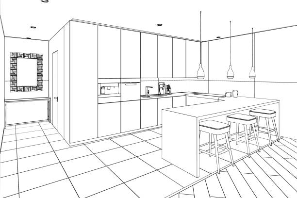 Sketch of modern dining room