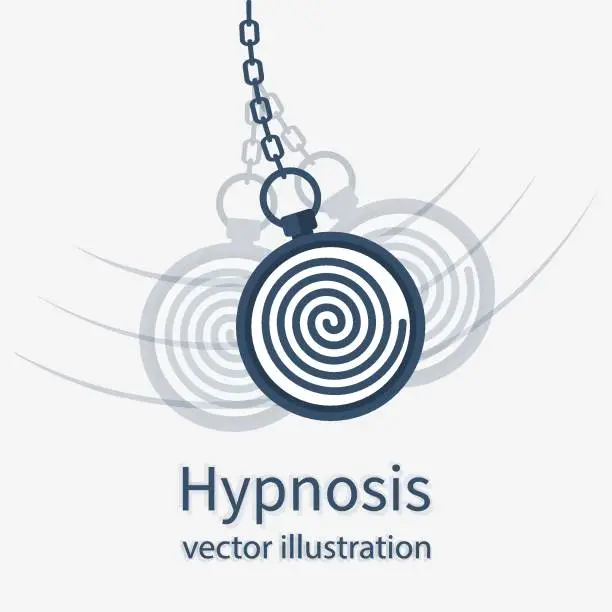 Vector illustration of Hypnosis icon. Man holding a watch on a chain