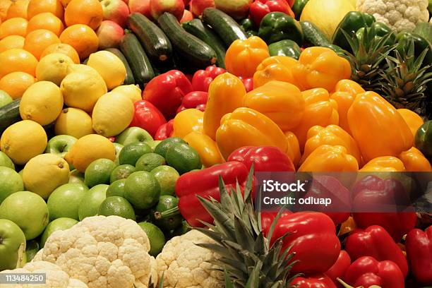 Fruits And Vegetables Stock Photo - Download Image Now - Agriculture, Apple - Fruit, Backgrounds