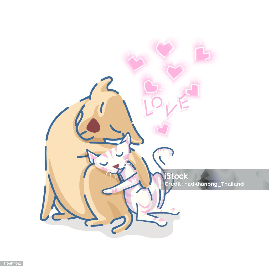 Chú Chó Labrador Retriever Dễ Thương Ôm Một Con Mèo Với Trái Tim ...