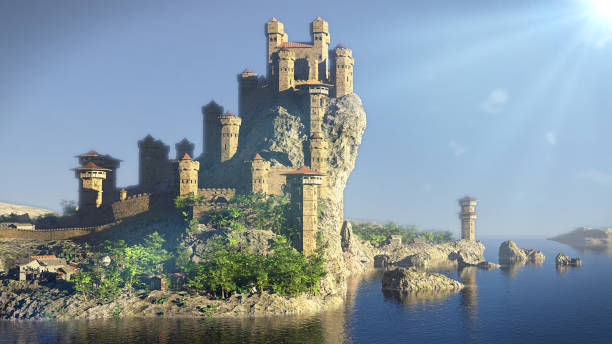 istock castle on a hill overlooking the ocean 1134845527