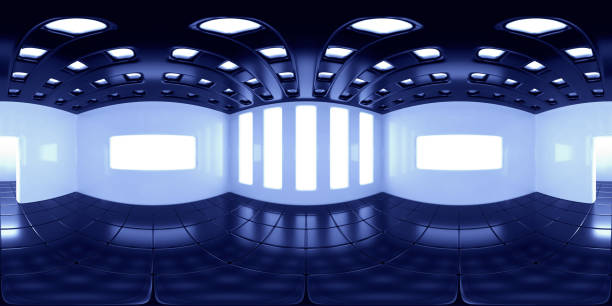 istock 8K HDRI map, spherical environment panorama background, modern high contrast interior light source rendering (blue 3d equirectangular rendering) 1134850909