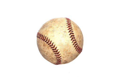 Vintage Old baseball Isolated on a White Background