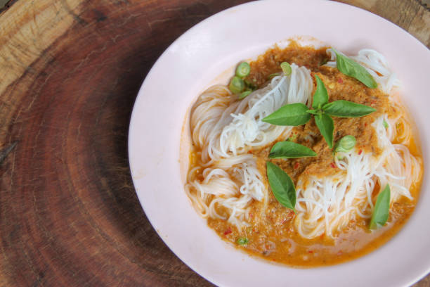 istock boiled Thai rice vermicelli, usually eaten with curries and vegetable 1134854652