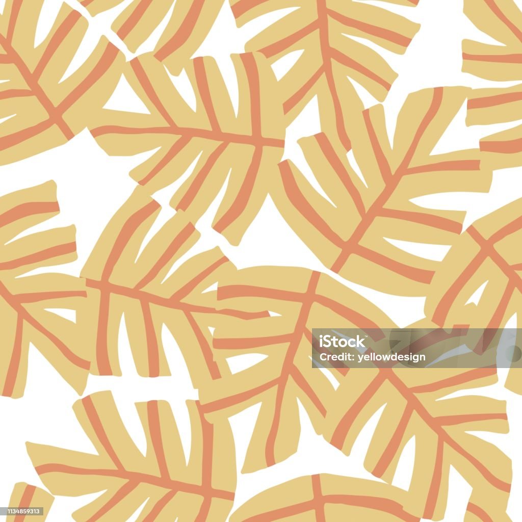 Cool Leaf Pattern Hand Drawn Autumn Leaves Seamless Pattern Exotic Plant Texture Stock ...
