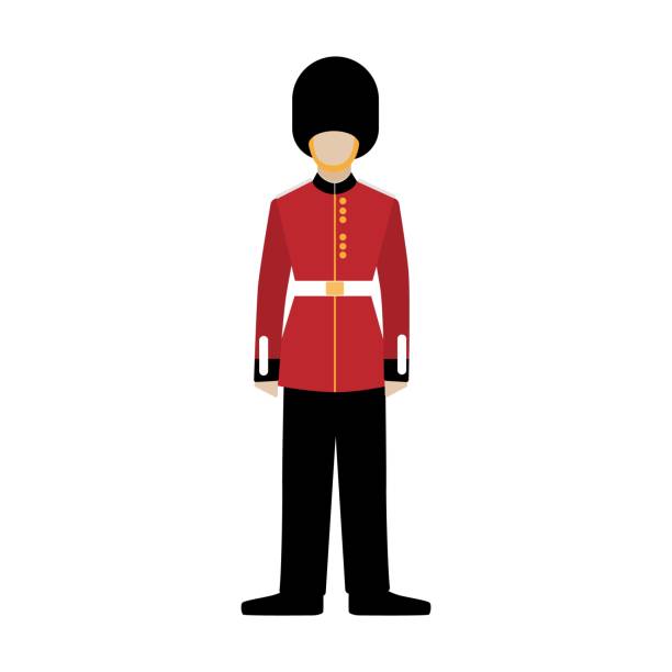 ilustrações de stock, clip art, desenhos animados e ícones de royal british guardsman. soldier of the royal guard. grenadier. - honor guard