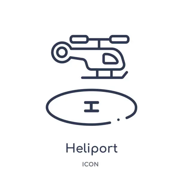 Vector illustration of Linear heliport icon from Medical outline collection. Thin line heliport icon isolated on white background. heliport trendy illustration