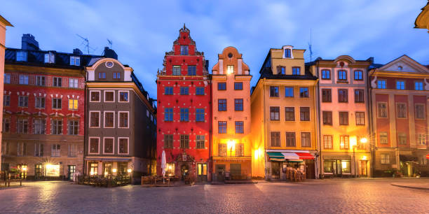 Stortorget Square in Stockholm, Sweden Famous colorful houses on Stortorget square, Gamla Stan in Old Town of Stockholm, the capital of Sweden stortorget stock pictures, royalty-free photos & images