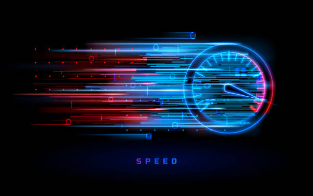 다운로드 진행률 표시 줄 또는 속도의 라운��드 표시기 - speedometer gauge dashboard speed stock illustrations
