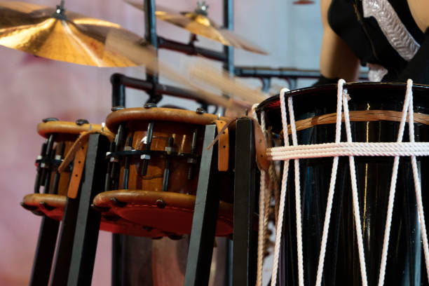istock Japanese drummer in action 1134869000