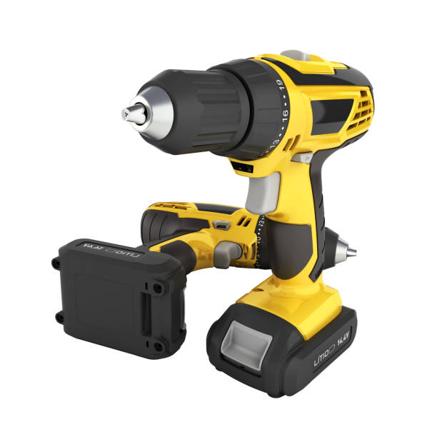 istock Cordless screwdriver with a drill isolated on white background 3d without shadow 1134869061