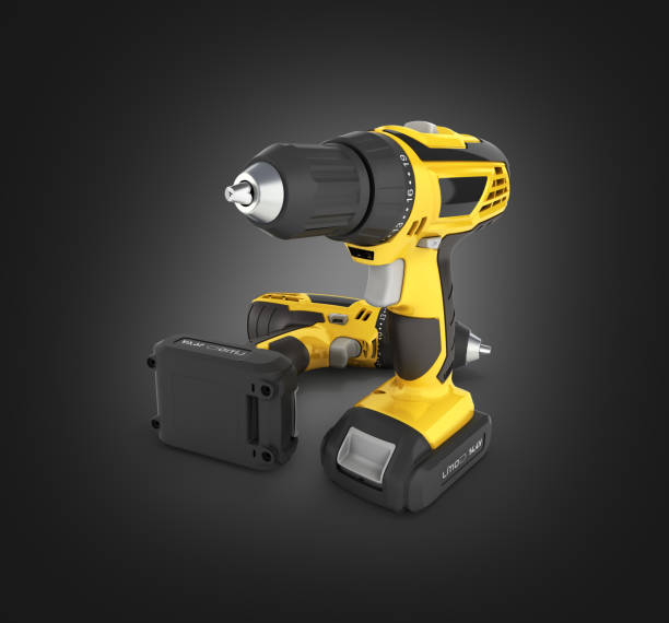 istock Cordless screwdriver with a drill isolated on balck gradient background 3d 1134869066