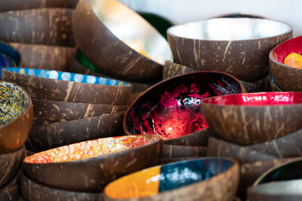 istock Bamboo bowl with decoration at the market 1134869425