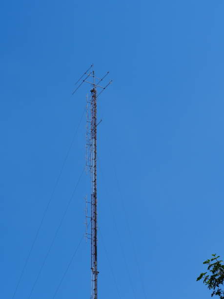 istock Repeater towers against lovely blue sky with clouds 1134871730