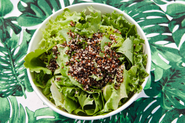 istock Healthy Summer Salad on a tropical background 1134874577