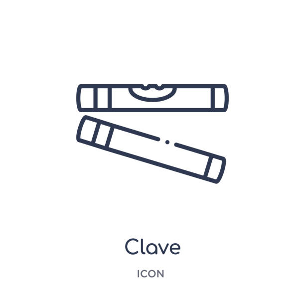 clave icon from music outline collection. Thin line clave icon isolated on white background. clave icon from music outline collection. Thin line clave icon isolated on white background. guiro stock illustrations