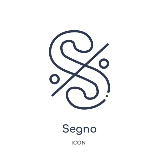 Vector illustration of segno icon from music and media outline collection. Thin line segno icon isolated on white background.