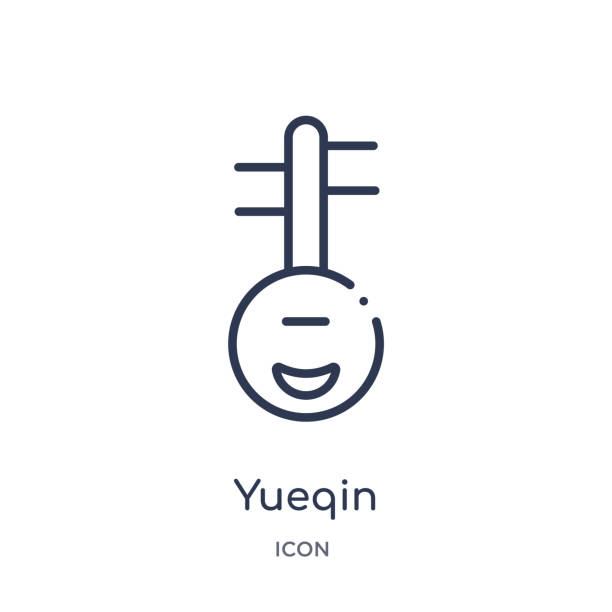 ilustrações de stock, clip art, desenhos animados e ícones de yueqin icon from music and multimedia outline collection. thin line yueqin icon isolated on white background. - erhu