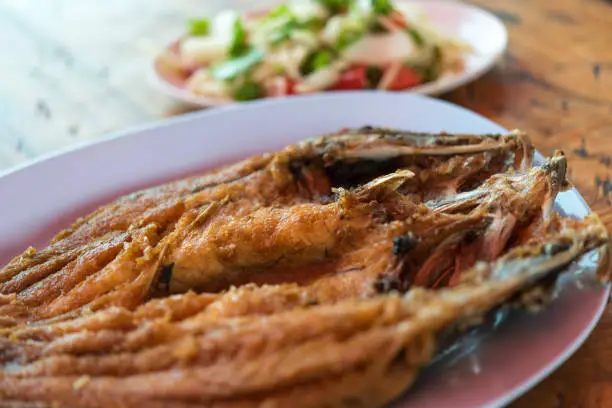 Photo of Fried Fish with Fish Sauce at Thai seafood market