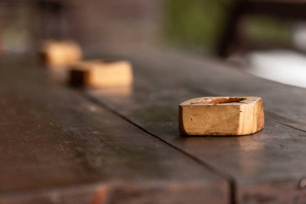istock Wooden ashtray on wooden table; selective focus 1134884276