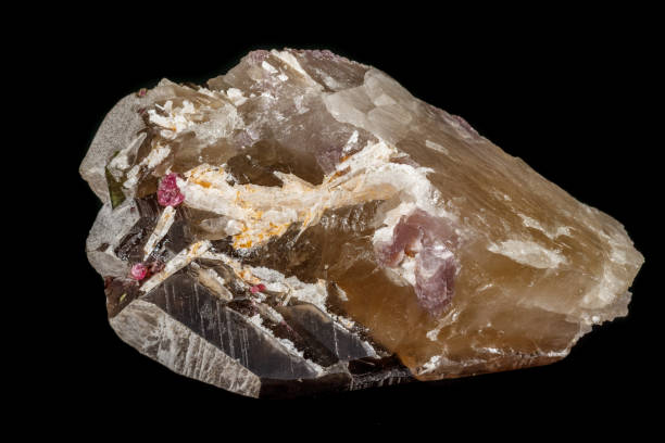 istock Macro mineral quartz mineral Tourmaline on Lepidolite black background 1134884283