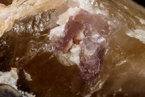istock Macro mineral quartz mineral Tourmaline on Lepidolite black background 1134884307
