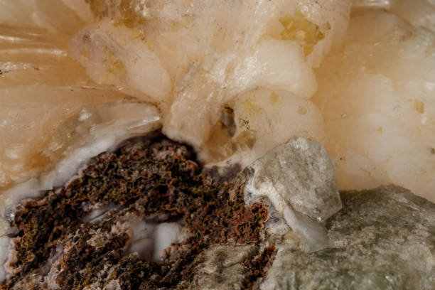 istock Macro mineral stone Stilbite on Apophyllite on a black background 1134885599