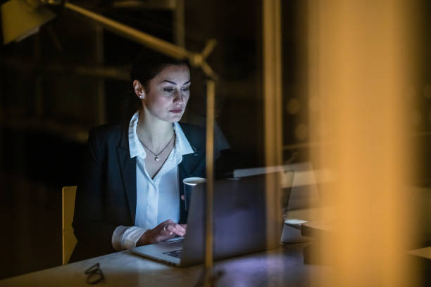 istock Businesswoman Working Late in The Office 1134887580