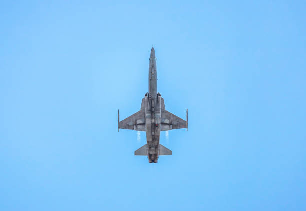 istock under fighter jet military aircrafts flying with high speed 1134889013