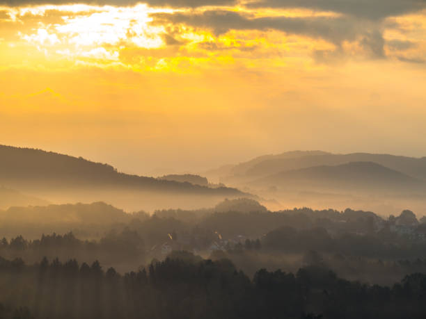 istock Elbe Sandstone Mountains at sunrise 1134893118