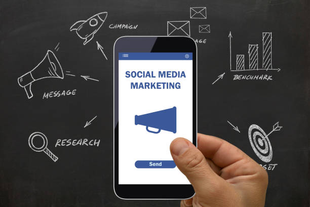 istock Social media marketing network communication mobile phone app 1134894743