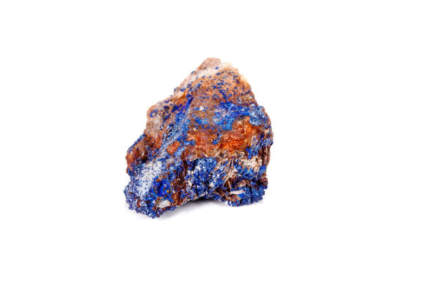 istock Macro mineral stone Malachite and Azurite against white background 1134896972