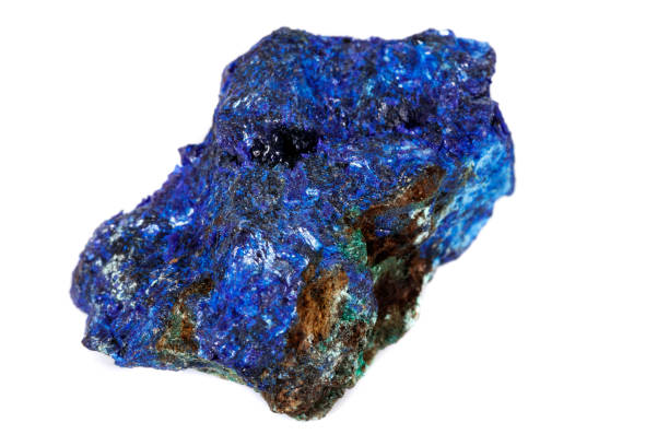 istock Macro mineral stone Malachite and Azurite against white background 1134898286