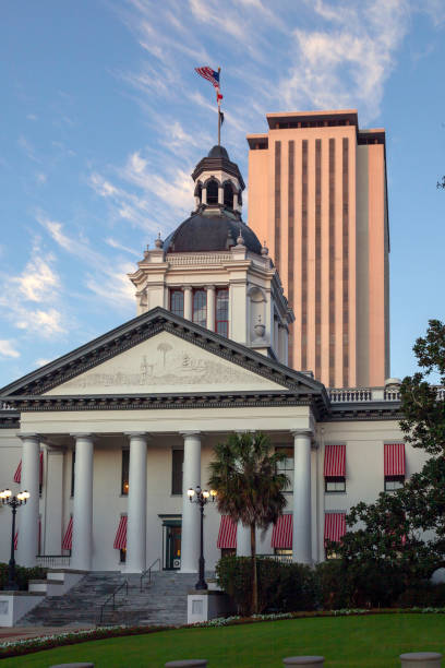 istock Under a clear blue early spring sky, rising above the oak trees, we see the Florida State Capital Buildings with the Historic Capital in the foreground and the high-rise Legislative offices behind it. 1134898305