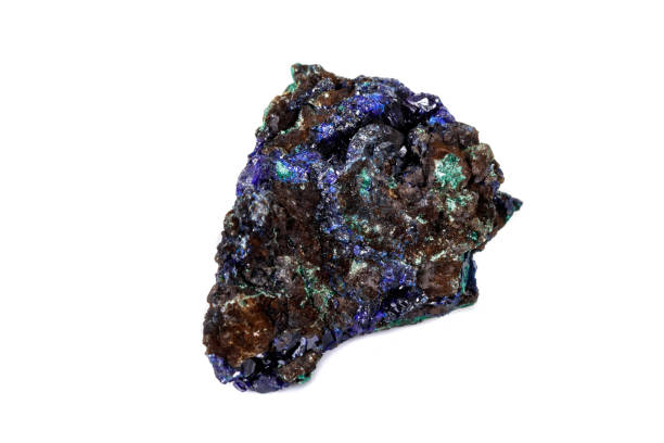 istock Macro mineral stone Malachite and Azurite against white background 1134898472