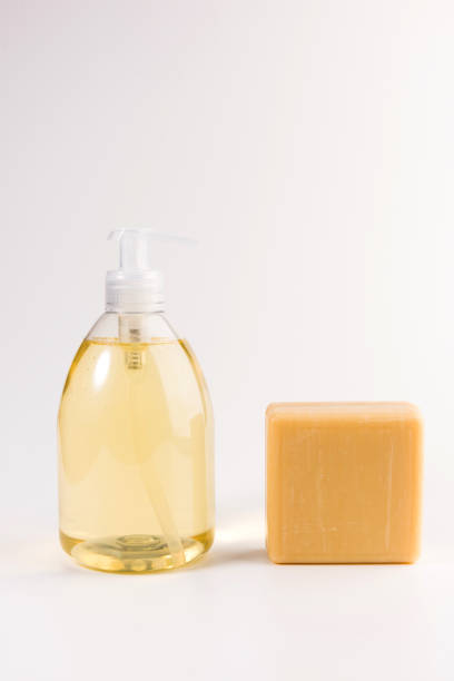 istock liquid soap and piece of  soap isolated on a white background 1134900173