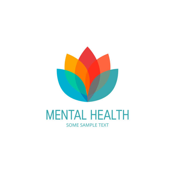 Mental health vector concept in simple flat style Mental health concept. Logo template with colored lotus flower. Vector illustration in flat style. lotus water lily illustrations stock illustrations