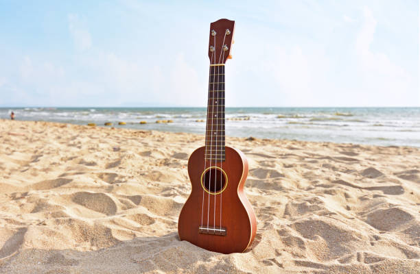 istock Ukulele on the beautiful summer beach 1134901533