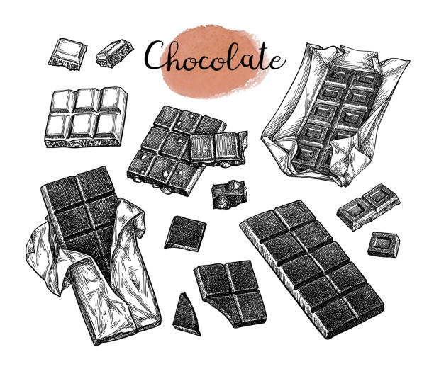çikolata seti. - çikolata illüstrasyonlar stock illustrations