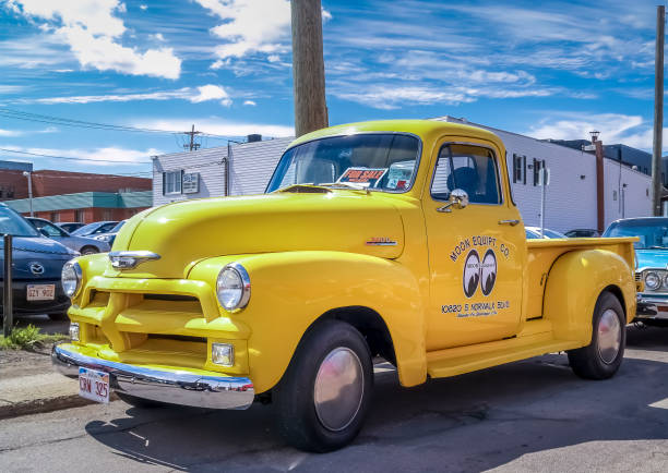 Moncton, New Brunswick, Canada - July 11, 2014: 1954 Chevy 3100 pickup truck parked downtown Moncton during 2014 Atlantic Nationals Automotive Extravaganza.