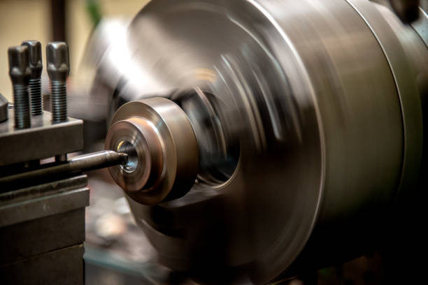 istock The lathe machine bore cutting the metal part with the cutting tool. 1134910375