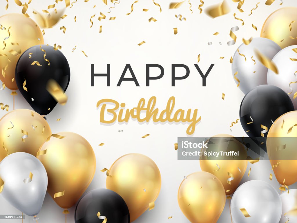 Birthday Balloon Background Golden Anniversary Celebration Card ...
