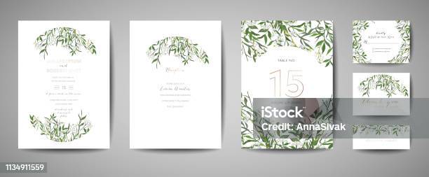 Luxury Flower Vintage Wedding Save The Date Invitation Floral Cards Collection With Gold Foil Frame Vector Trendy Cover Graphic Poster Retro Brochure Design Template Stock Illustration - Download Image Now
