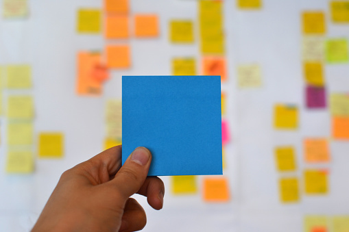Project management, sticky note
