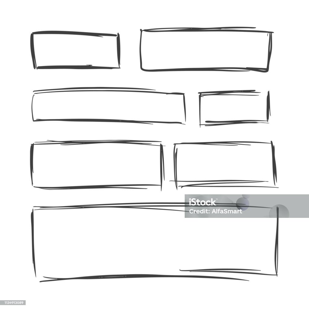 Retangular Frame Drawing Vector Collection Of Hand Drawn Rectangular Frames On White Background ...