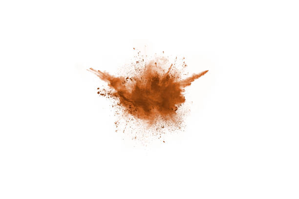 istock Brown color powder explosion on white background. 1134914614