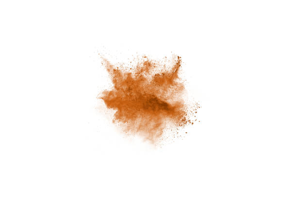 istock Brown color powder explosion on white background. 1134914625