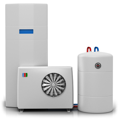 3d render. Air heat pump isolated on white background.