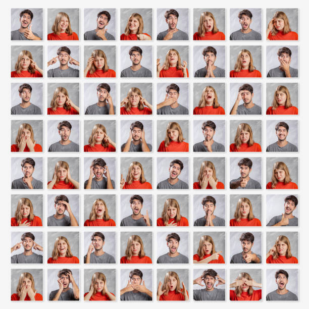 istock Young couple with different emotions and gestures portrait in studio 1134918006